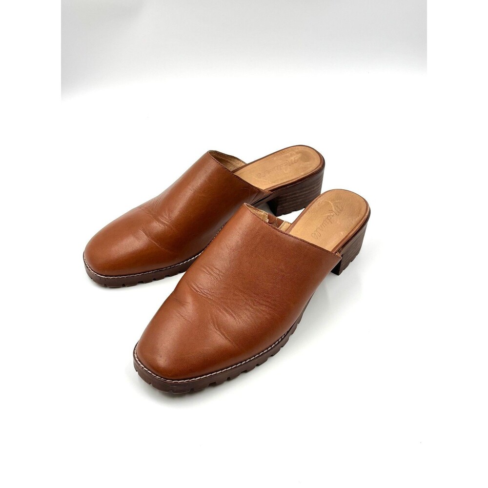 Madewell The Mindy Lugsole Brown Leather Mule Women Size 11